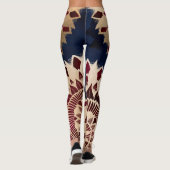 Bohemisches Gold Navy Burgundy Hand Drawn Mandala Leggings (Rückseite)