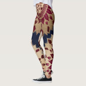 Bohemisches Gold Navy Burgundy Hand Drawn Mandala Leggings (Links)