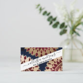 Bohemisches Gold Navy Burgundy Hand Drawn Mandala Visitenkarte (Stehend Vorderseite)