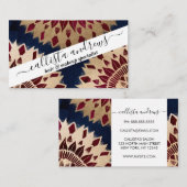 Bohemisches Gold Navy Burgundy Hand Drawn Mandala Visitenkarte (Vorne/Hinten)