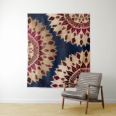 Bohemisches Gold Navy Burgundy Hand Drawn Mandala Wandteppich (Beispiel)