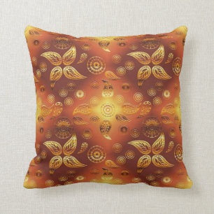 Bohemisches goldenes mit Blumenretro Kissen
