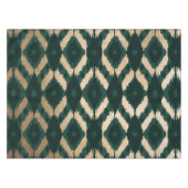 Bohemisches goldwaldgrünes Ikat-Muster Tischdecke (Vorderseite (Horizontal))