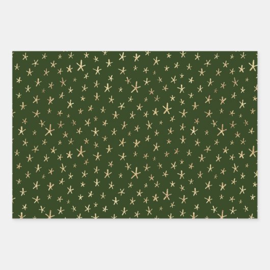 Bohemisches Green Gold Xmas Muster Geschenkpapier Set (Vorderseite 2)