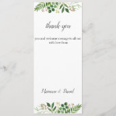 Bohemisches, grünes Teesortiment Menükarte (Rückseite)