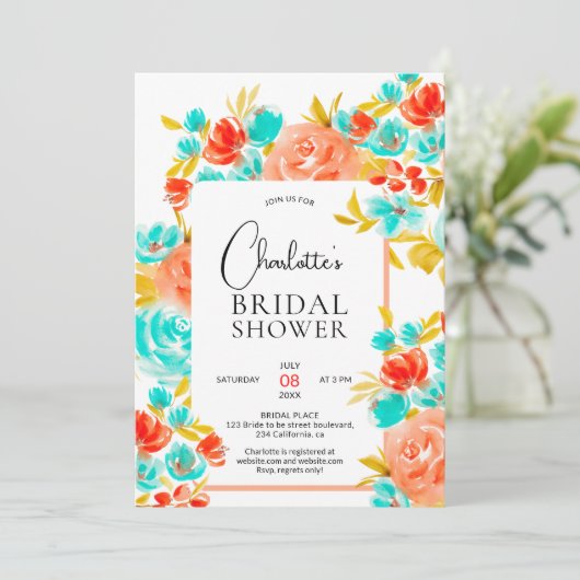 Bohemisches hellorangefarbenes Brautparty Einladung (Stehend Vorderseite)