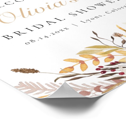 Bohemisches Herbst Beige Blumenladen Brautparty Wi Poster (Ecke)