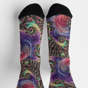 Bohemisches Hippie Colorful Jewel Tone Fraktal Art Socken