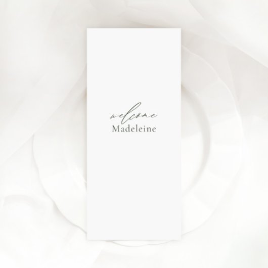 Bohemisches Hochzeitmenü mit Gast-Name und Skript Menükarte