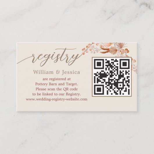 Bohemisches Hochzeitregister mit QR-Code Begleitkarte (Vorderseite)