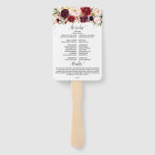 Bohemisches Hochzeitsprogramm für Marsala Fächer (Rückseite)