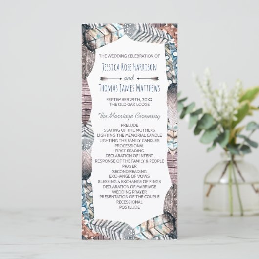 Bohemisches Hochzeitsprogramm für moderne Tribal F Programm (Stehend Vorderseite)