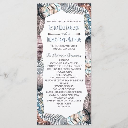 Bohemisches Hochzeitsprogramm für moderne Tribal F Programm (Vorderseite)