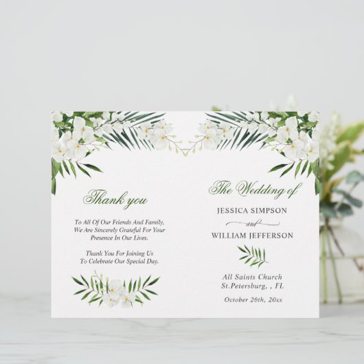 Bohemisches Hochzeitsprogramm für Orchideen (Stehend Vorderseite)