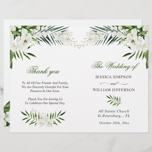 Bohemisches Hochzeitsprogramm für Orchideen (Vorne/Hinten)