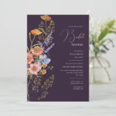 Bohemisches Hochzeitthema Romantische Wildblumen B Einladung (Stehend Vorderseite)