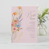 Bohemisches Hochzeitthema Romantische Wildblumen B Einladung (Stehend Vorderseite)