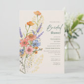 Bohemisches Hochzeitthema Romantische Wildblumen B Einladung (Stehend Vorderseite)