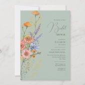 Bohemisches Hochzeitthema Romantische Wildblumen B Einladung (Vorderseite)