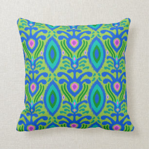 Bohemisches Ikat Kissen (Grün)