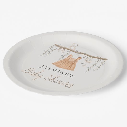 Bohemisches Kleid Boho Kleidung Girl Babydusche Pappteller (Schrägansicht)