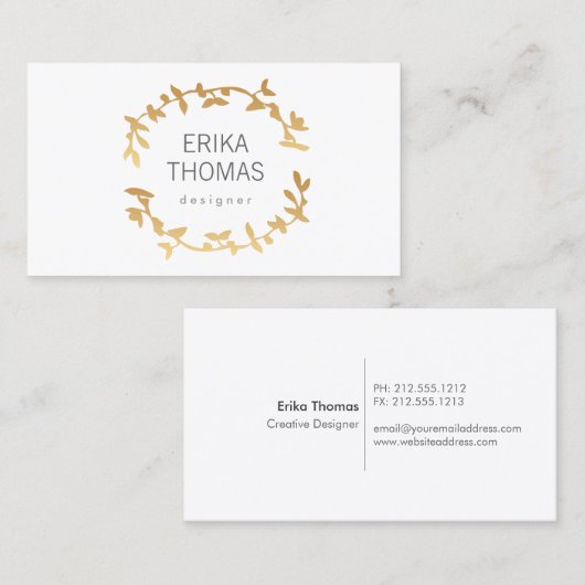 BOHEMISCHES LEAF-REATH-LOGO in GOLD Visitenkarte (Vorne/Hinten)