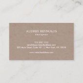 BOHEMISCHES LEAF-REATH-LOGO Tan Kraft-Papier-Effek Visitenkarte (Rückseite)