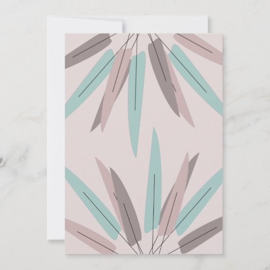 BOHEMISCHES Leaf Tribal Brautparty Rosa Aquamarine Einladung (Rückseite)