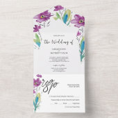 Bohemisches Lila Blau Wildblumen All In One Einladung (Innen Boden)