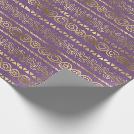 Bohemisches Lila Pfauenmuster Geschenkpapier (Ecke)