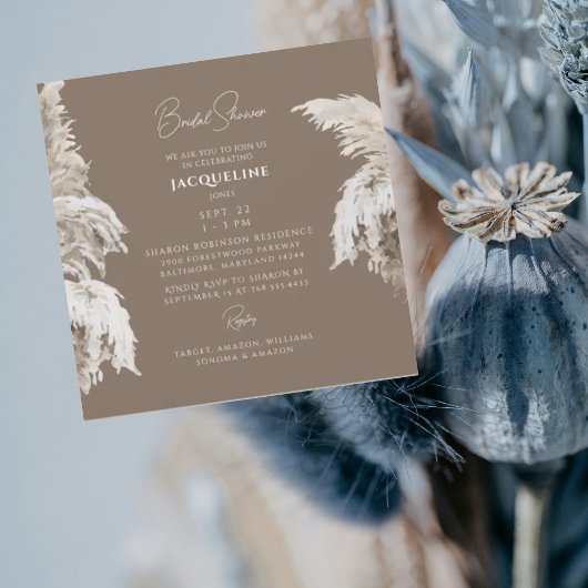 Bohemisches Lush Boho Brown Square Brautparty Einladung