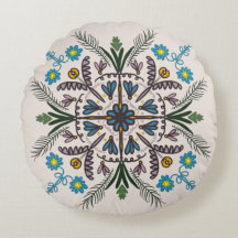 Bohemisches Mandala buntes Botanisches Rundkissen