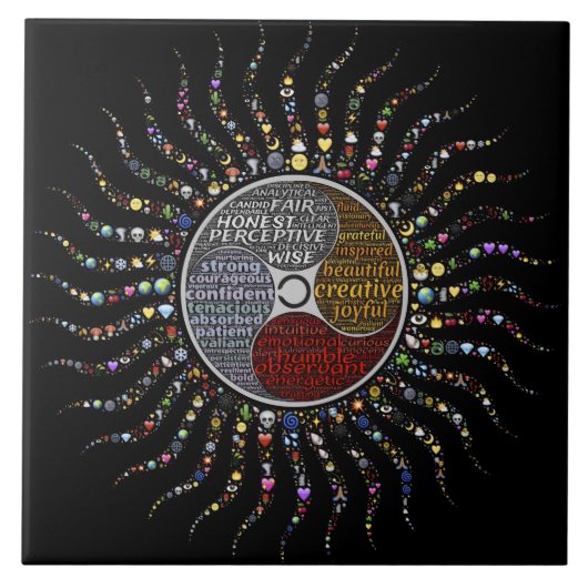 Bohemisches Mandala, Inspirierend Worte Fliese (Vorderseite)