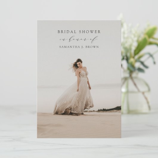 Bohemisches Minimal-Foto-Brautparty Einladung (Stehend Vorderseite)