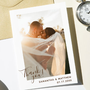 Bohemisches Minimalistisches Foto Hochzeit Dankesc Dankeskarte