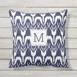 Bohemisches Monogramm Navy Blue Floral Kissen
