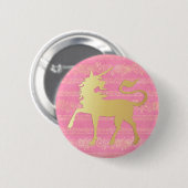 Bohemisches Muster und Einhorn aus Gold und Rosa Button (Vorne & Hinten)