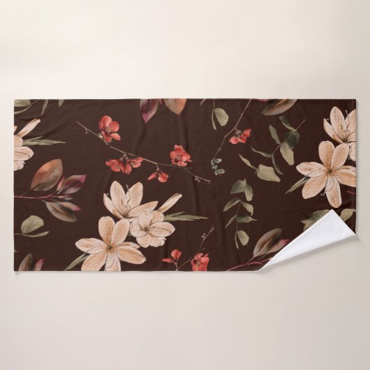 Bohemisches, nahtloses Muster mit dunkelbraunem b Badehandtuch (Badehandtuch)