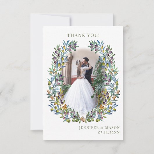 Bohemisches Olivenbaumzweig-Foto Dankeskarte (Vorderseite)