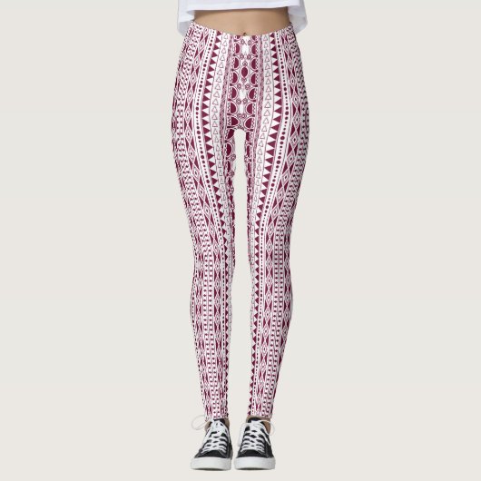 Bohemisches Ornament 30122020 Dunkelrot Leggings (Vorderseite)