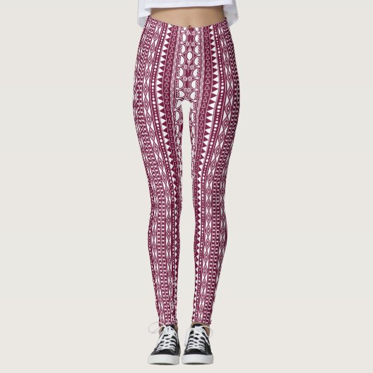 Bohemisches Ornament 30122020 Dunkelrot Leggings (Vorderseite)