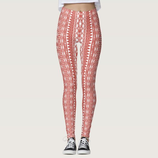 Bohemisches Ornament 30122020 Hellrot Leggings (Vorderseite)