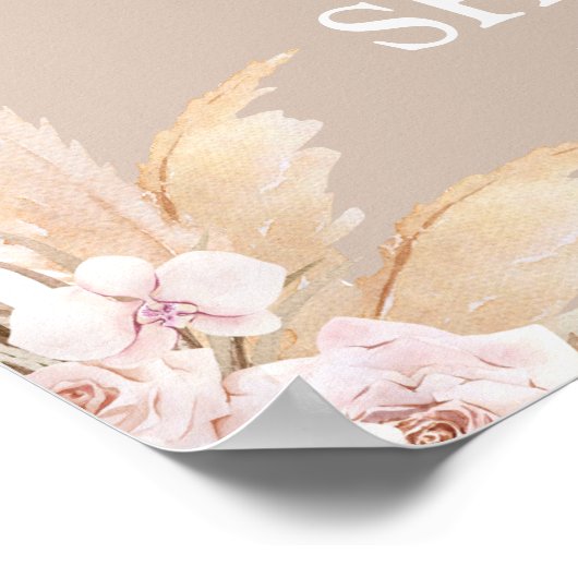 Bohemisches Pampas Grass Baby Dusche Begrüßungszei Poster (Ecke)