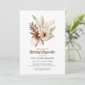 Bohemisches Pampas Grass Brautparty Einladung (Stehend Vorderseite)