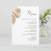 Bohemisches Pampas Grass Hochzeit im Herbst Dinner Menükarte (Stehend Vorderseite)
