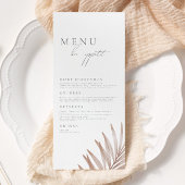 Bohemisches Pampas Grass Wedding Menu Menükarte