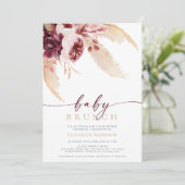Bohemisches Pampas Tropical Grass Baby Dusche Brun Einladung (Stehend Vorderseite)