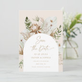 Bohemisches Pampasgras Save the Date Einladung (Stehend Vorderseite)