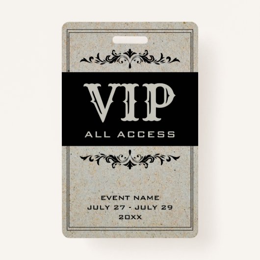 Bohemisches Party VIP All Access Pass Event-ID-Abz Ausweis (Vorderseite)
