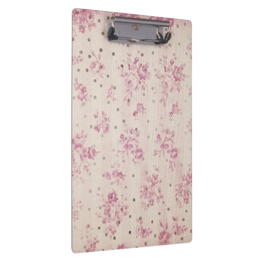 Bohemisches Pastellrosa stripes Blumenpolkapunkte Klemmbrett (Rechts)